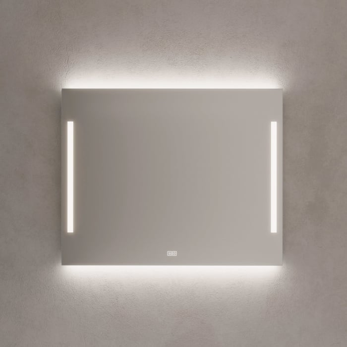 Kronenbach Sun Badspiegel 100 x 80 cm mit LED Seiten- und Hintergrundbeleuchtung