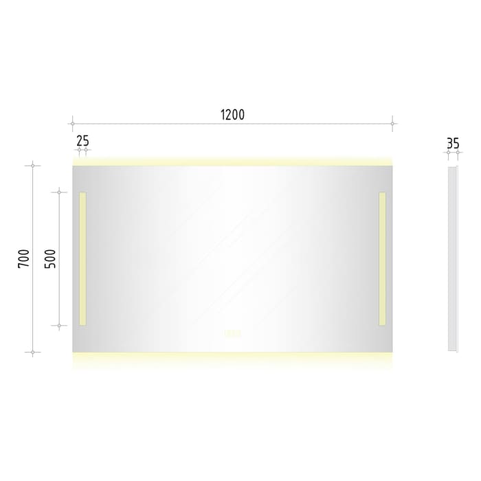 Kronenbach Sun Badspiegel 120 x 70 cm mit LED Seiten- und Hintergrundbeleuchtung