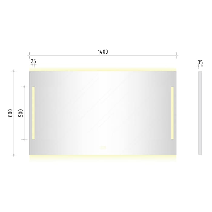 Kronenbach Sun Badspiegel 140 x 80 cm mit LED Seiten- und Hintergrundbeleuchtung
