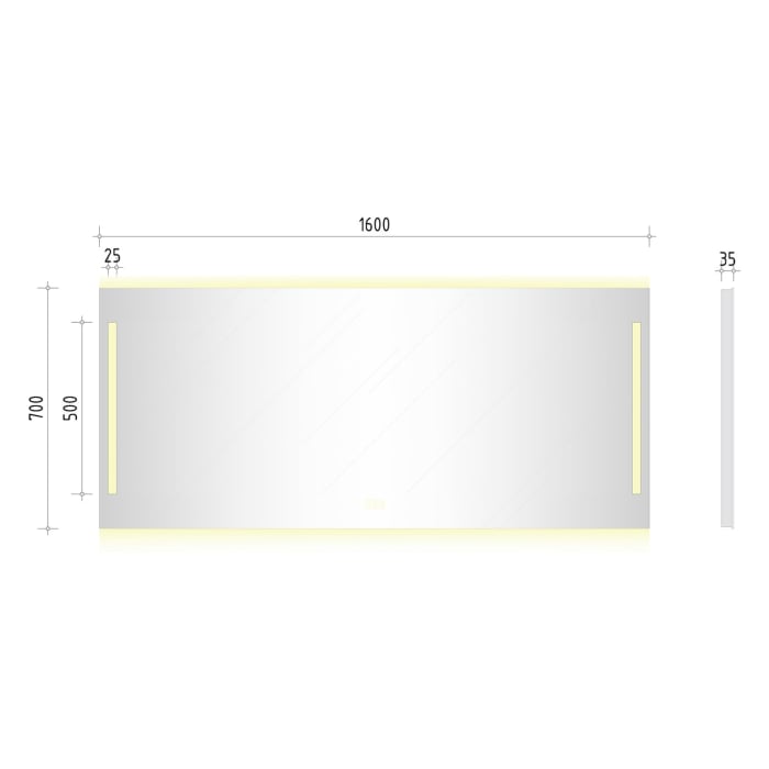 Kronenbach Sun Badspiegel 160 x 70 cm mit LED Seiten- und Hintergrundbeleuchtung