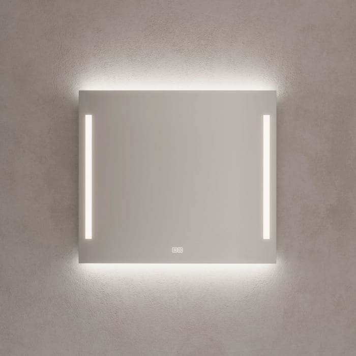 Kronenbach Sun Badspiegel 80 x 70 cm mit LED Seiten- und Hintergrundbeleuchtung fürs moderne Bad