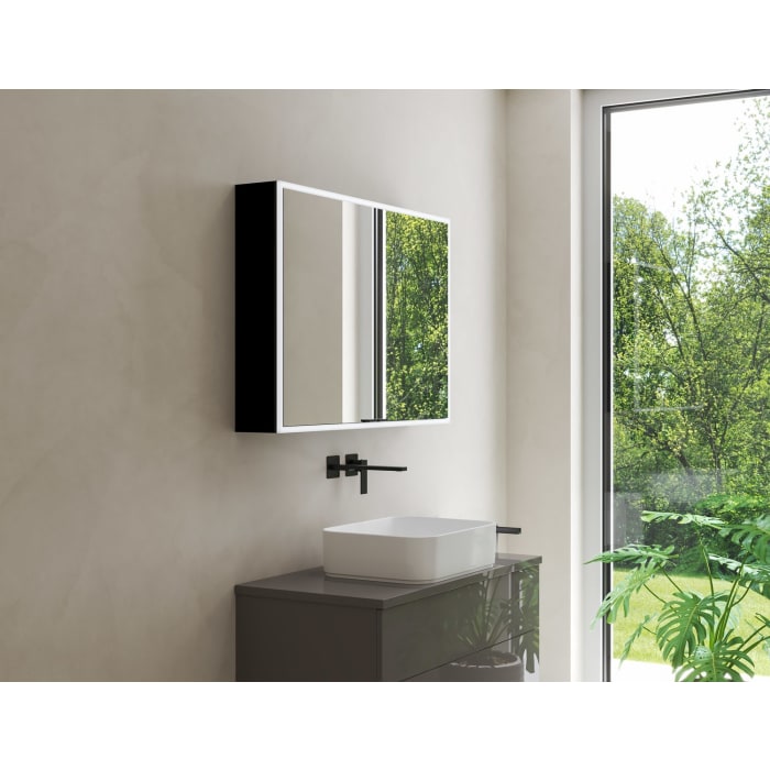 Kronenbach Cube 2.0 Spiegelschrank 100 cm, Aufputz, 2-türig