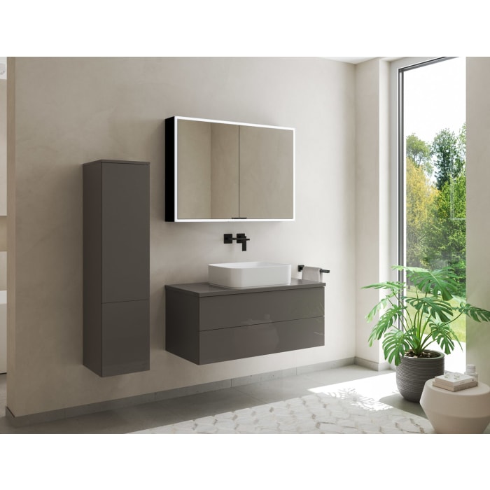 Kronenbach Cube 2.0 Spiegelschrank 100 cm, Aufputz, 2-türig