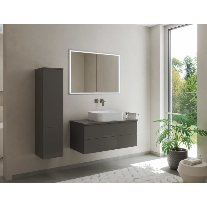 Kronenbach Cube 2.0 Spiegelschrank 100 cm mit Einbaurahmen, 2-türig