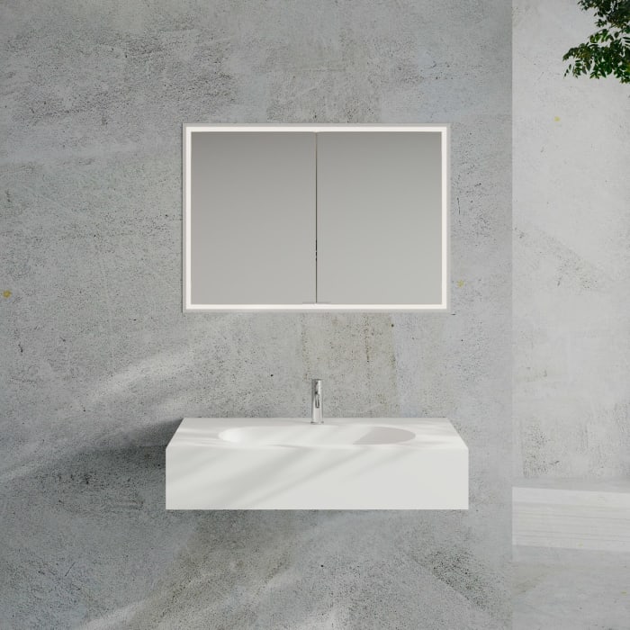 Kronenbach Cube 2.0 Spiegelschrank 100 cm mit Einbaurahmen, 2-türig