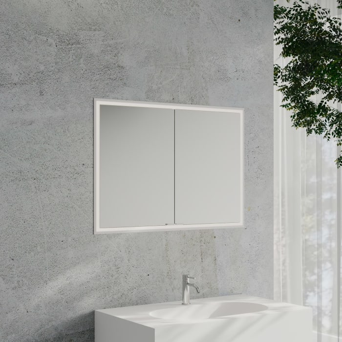 Kronenbach Cube 2.0 Spiegelschrank 100 cm mit Einbaurahmen, 2-türig