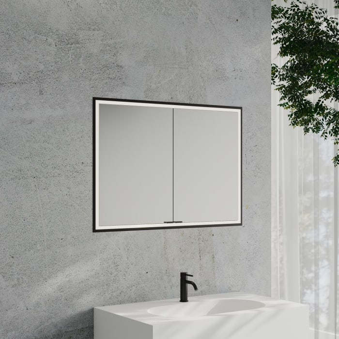 Kronenbach Cube 2.0 Spiegelschrank 100 cm mit Einbaurahmen, 2-türig