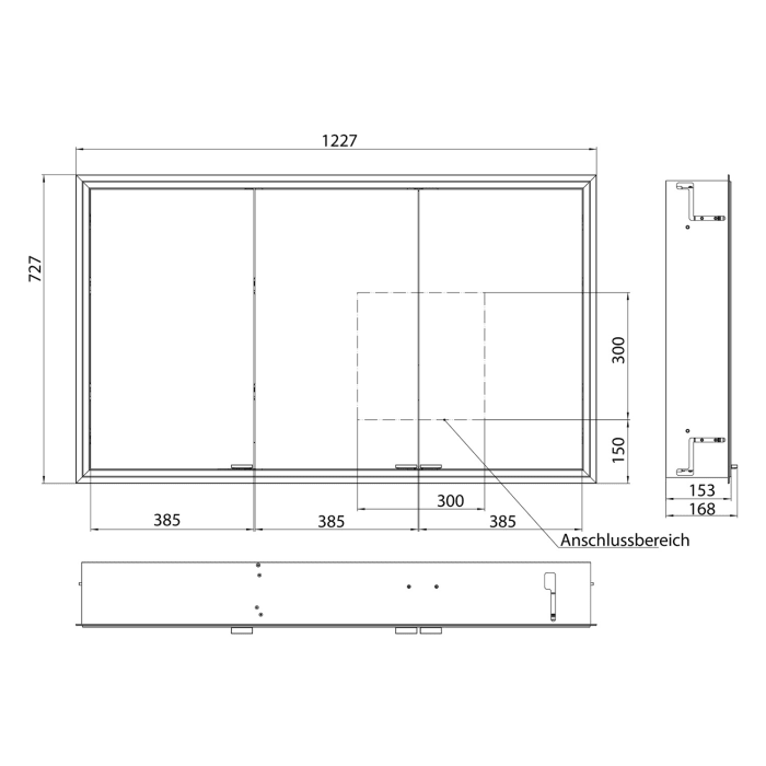 Kronenbach Cube 2.0 Spiegelschrank 120 cm mit Einbaurahmen, 3-türig