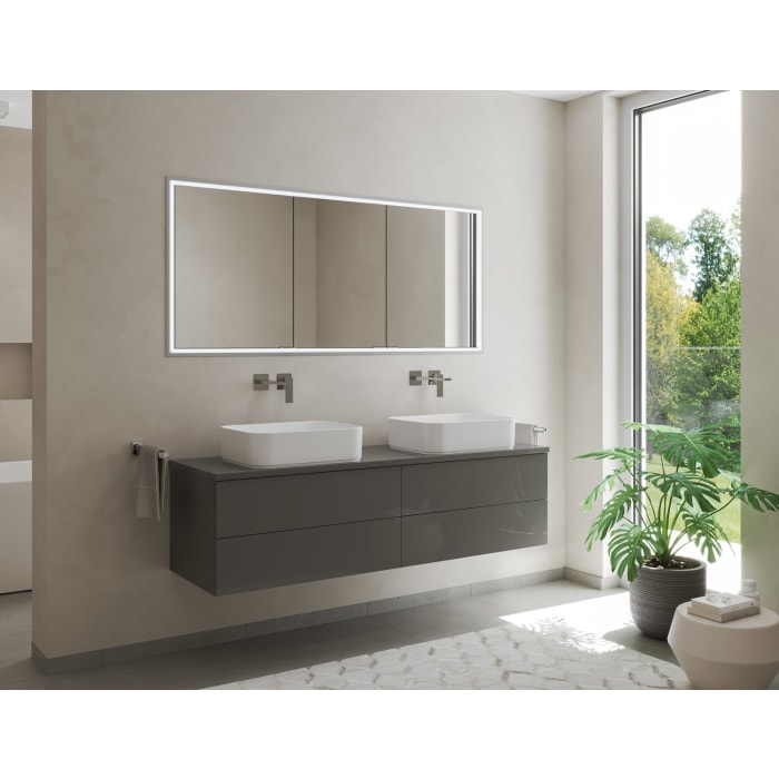 Kronenbach Cube 2.0 Spiegelschrank 120 cm mit Einbaurahmen, 3-türig