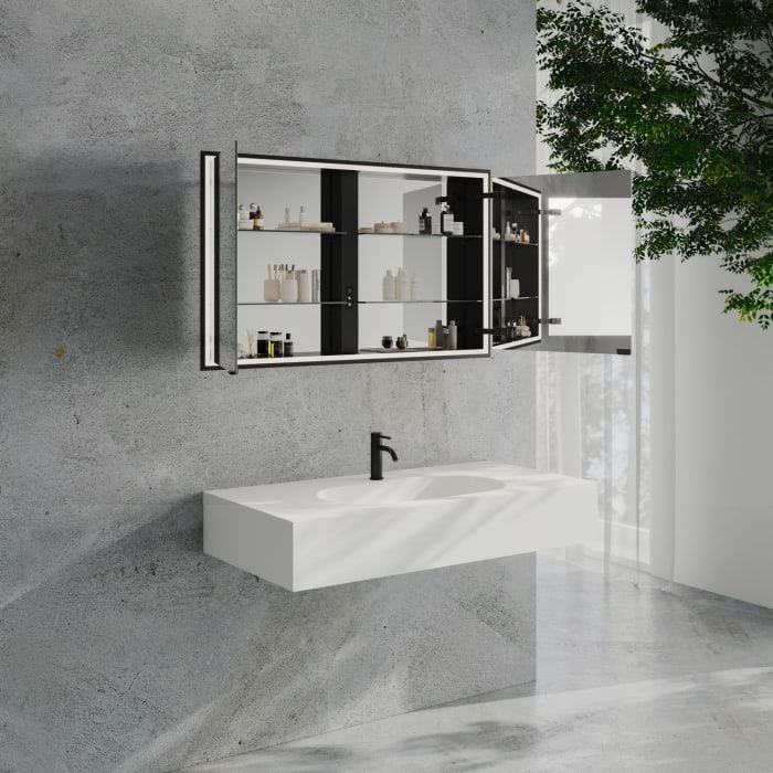 Kronenbach Cube 2.0 Spiegelschrank 120 cm, Unterputz, 2-türig