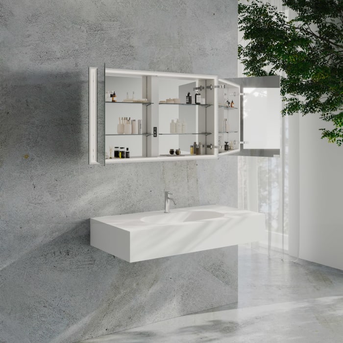 Kronenbach Cube 2.0 Spiegelschrank 120 cm mit Einbaurahmen, 2-türig