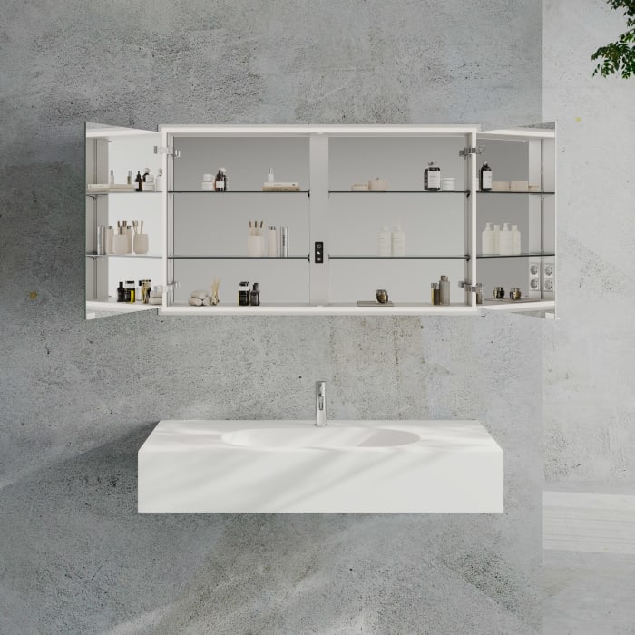 Kronenbach Cube 2.0 Spiegelschrank 120 cm mit Einbaurahmen, 2-türig