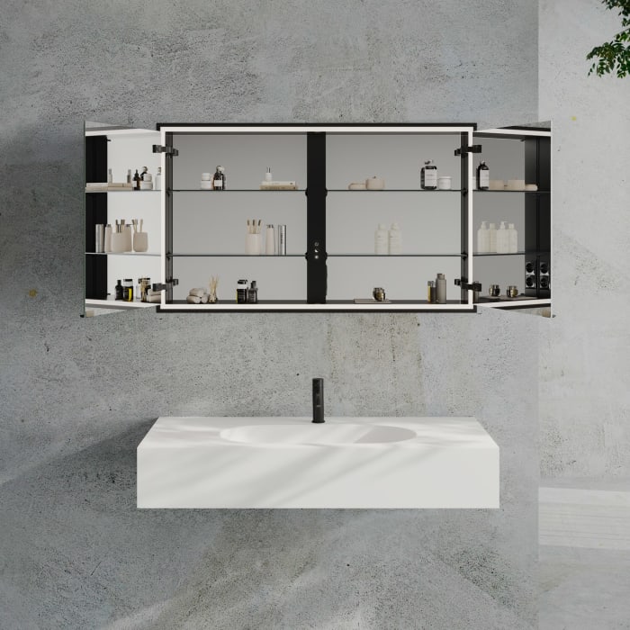 Kronenbach Cube 2.0 Spiegelschrank 120 cm mit Einbaurahmen, 2-türig