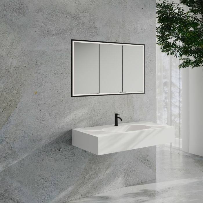 Kronenbach Cube 2.0 Spiegelschrank 120 cm mit Einbaurahmen, 3-türig