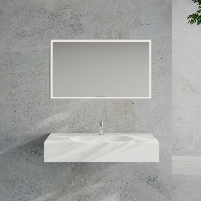 Kronenbach Cube 2.0 Spiegelschrank 120 cm mit Einbaurahmen, 2-türig