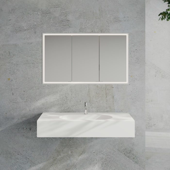 Kronenbach Cube 2.0 Spiegelschrank 120 cm mit Einbaurahmen, 3-türig