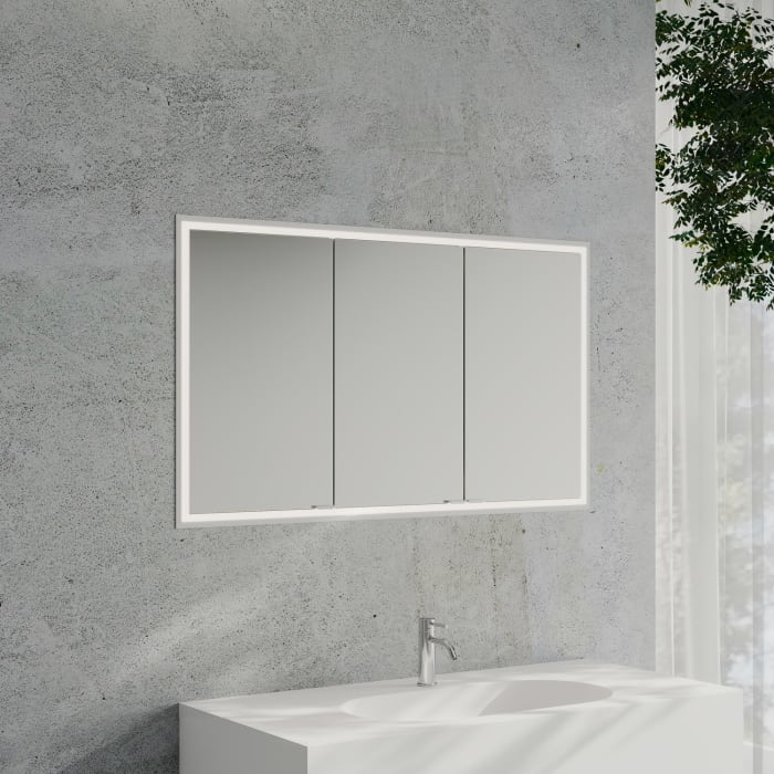 Kronenbach Cube 2.0 Spiegelschrank 120 cm mit Einbaurahmen, 3-türig