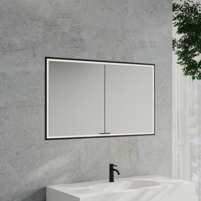 Kronenbach Cube 2.0 Spiegelschrank 120 cm mit Einbaurahmen, 2-türig