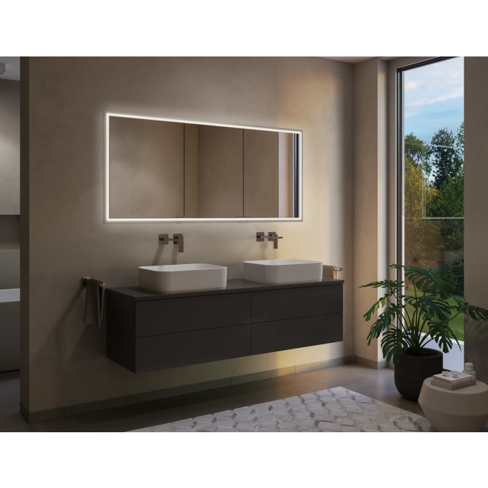 Kronenbach Cube 2.0 Spiegelschrank 130 cm mit Einbaurahmen, 3-türig