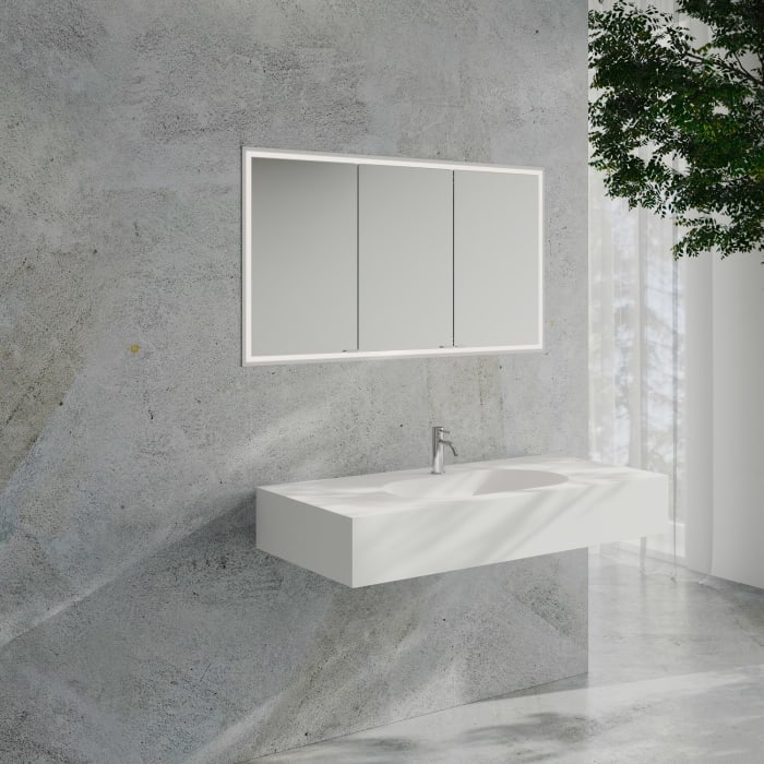 Kronenbach Cube 2.0 Spiegelschrank 130 cm mit Einbaurahmen, 3-türig