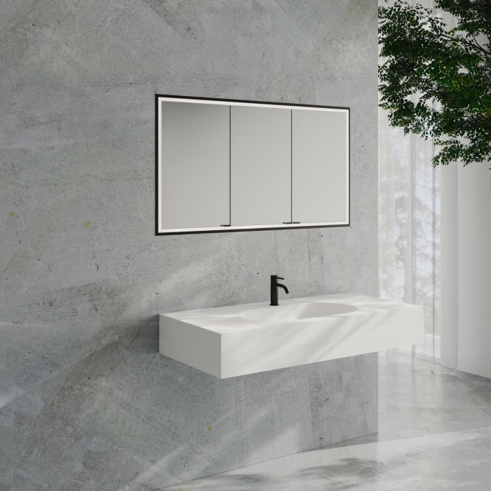 Kronenbach Cube 2.0 Spiegelschrank 130 cm mit Einbaurahmen, 3-türig