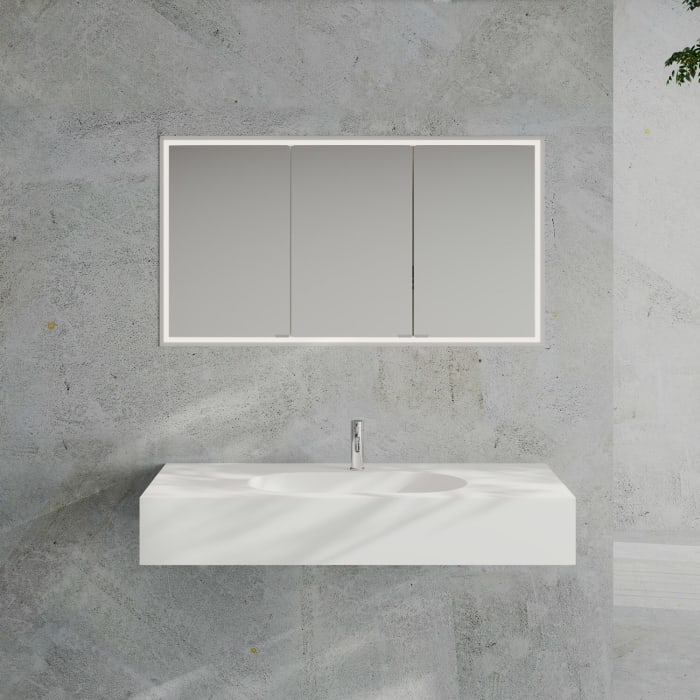 Kronenbach Cube 2.0 Spiegelschrank 130 cm mit Einbaurahmen, 3-türig