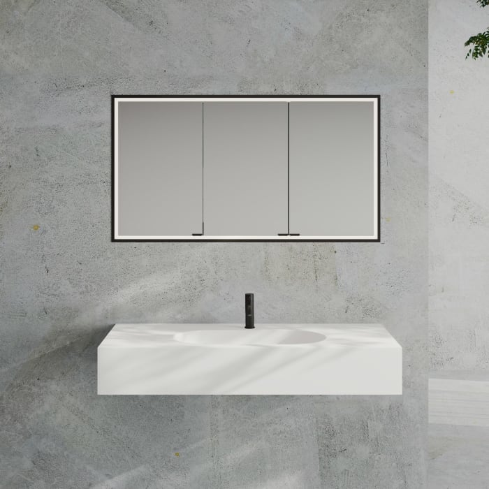 Kronenbach Cube 2.0 Spiegelschrank 130 cm mit Einbaurahmen, 3-türig