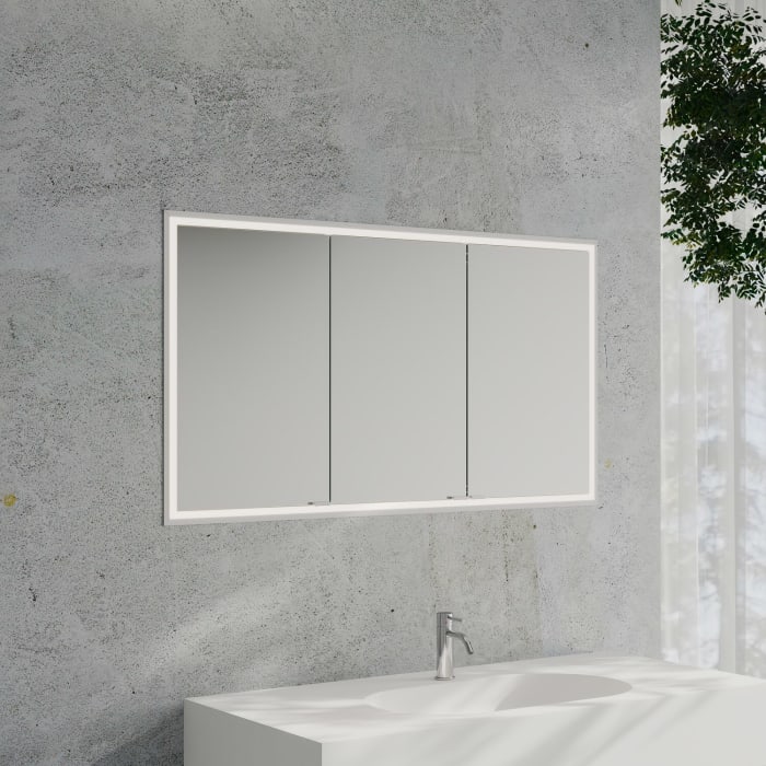 Kronenbach Cube 2.0 Spiegelschrank 130 cm mit Einbaurahmen, 3-türig