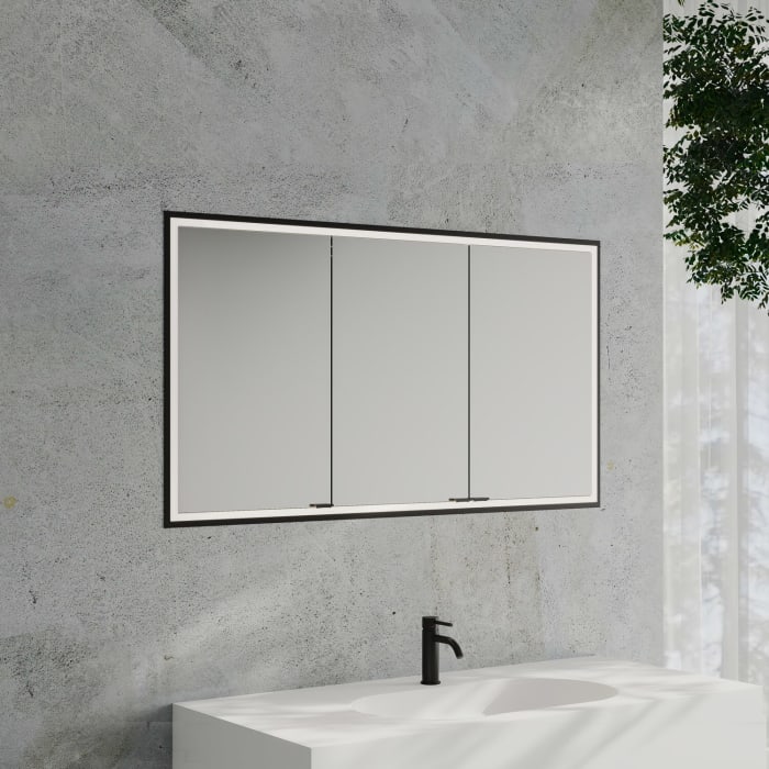 Kronenbach Cube 2.0 Spiegelschrank 130 cm mit Einbaurahmen, 3-türig