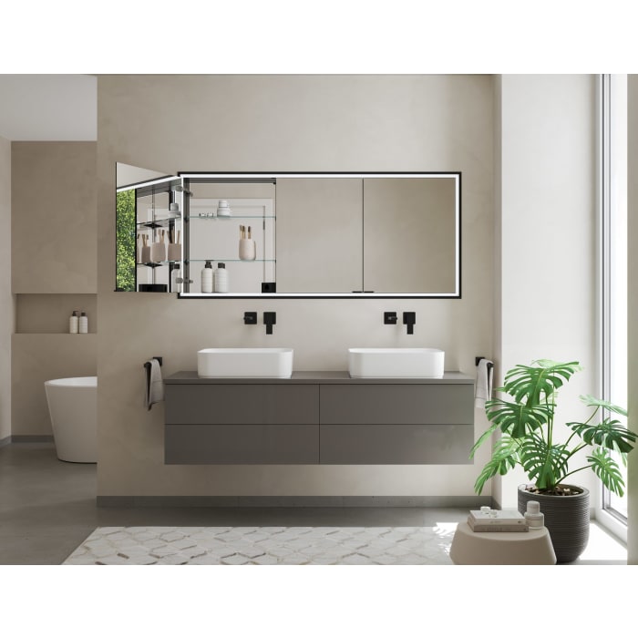 Kronenbach Cube 2.0 Spiegelschrank 140 cm mit Einbaurahmen, 3-türig