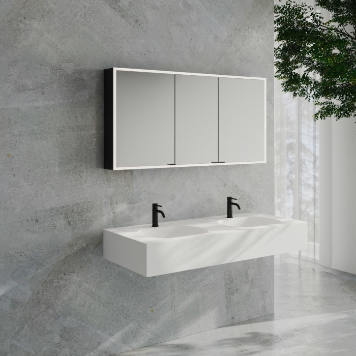 Kronenbach Cube 2.0 Spiegelschrank 140 cm, Aufputz, 3-türig