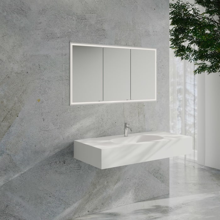 Kronenbach Cube 2.0 Spiegelschrank 140 cm mit Einbaurahmen, 3-türig
