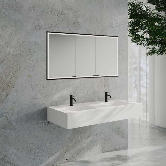 Kronenbach Cube 2.0 Spiegelschrank 140 cm mit Einbaurahmen, 3-türig