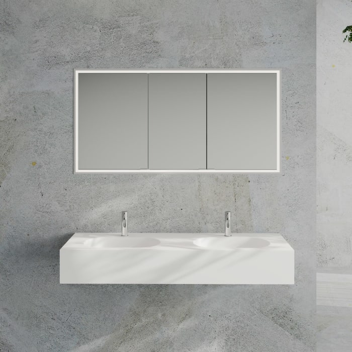 Kronenbach Cube 2.0 Spiegelschrank 140 cm mit Einbaurahmen, 3-türig