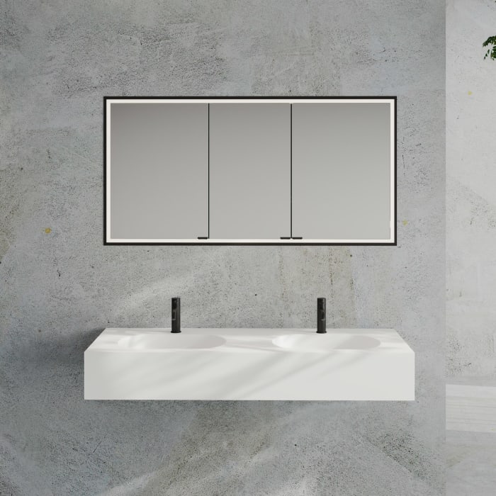 Kronenbach Cube 2.0 Spiegelschrank 140 cm mit Einbaurahmen, 3-türig