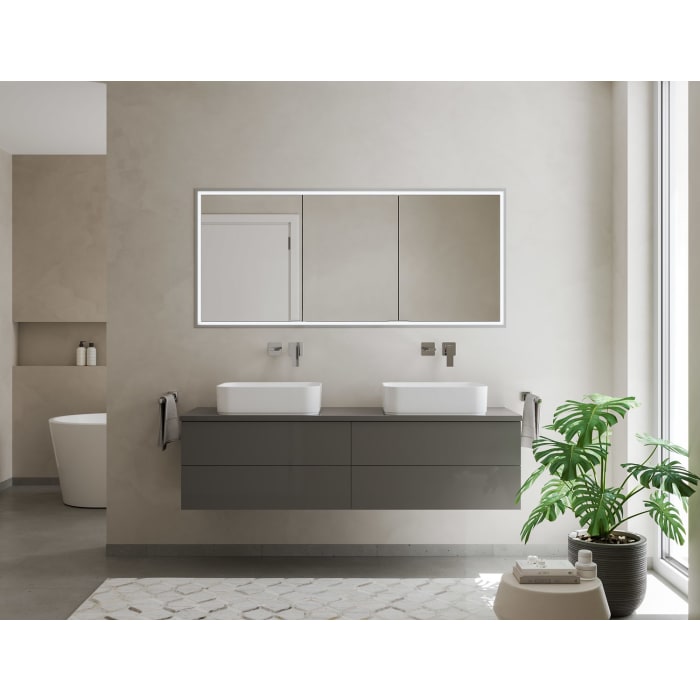 Kronenbach Cube 2.0 Spiegelschrank 160 cm mit Einbaurahmen, 3-türig