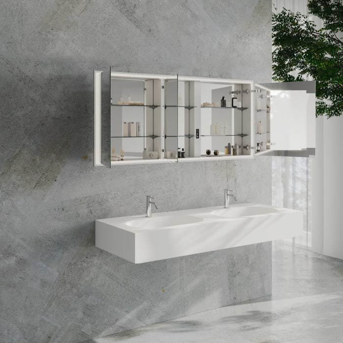 Kronenbach Cube 2.0 Spiegelschrank 160 cm mit Einbaurahmen, 3-türig