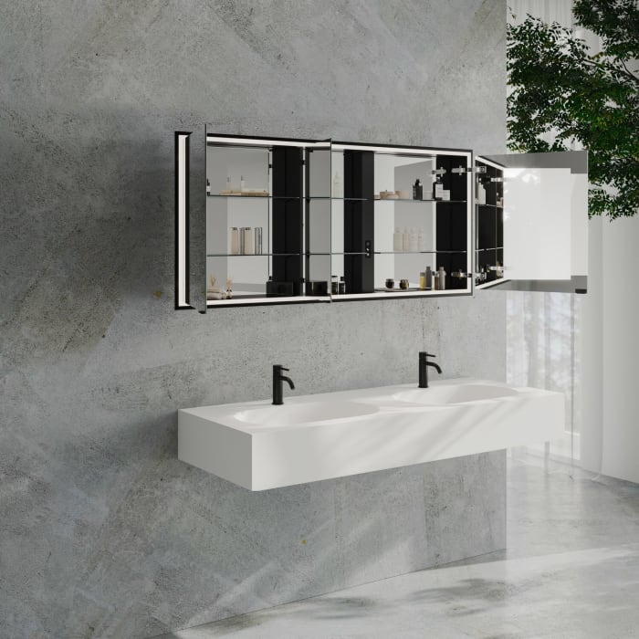 Kronenbach Cube 2.0 Spiegelschrank 160 cm mit Einbaurahmen, 3-türig