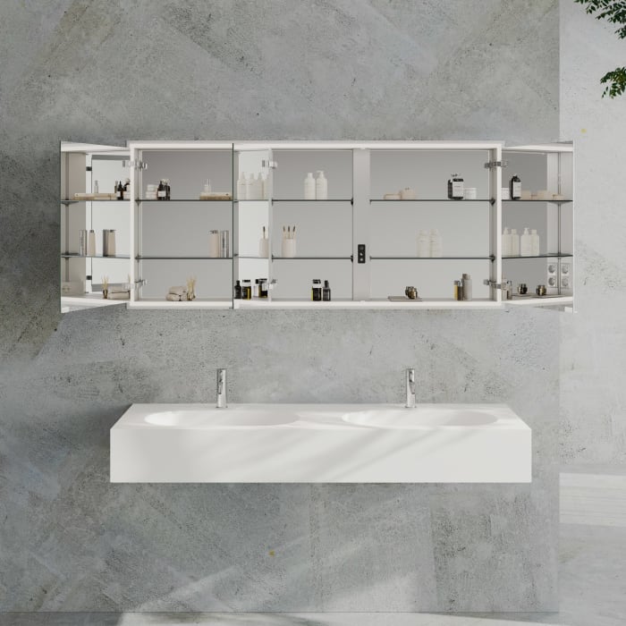 Kronenbach Cube 2.0 Spiegelschrank 160 cm mit Einbaurahmen, 3-türig