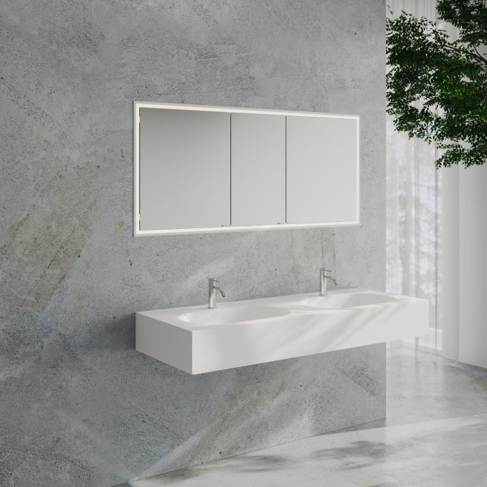 Kronenbach Cube 2.0 Spiegelschrank 160 cm mit Einbaurahmen, 3-türig