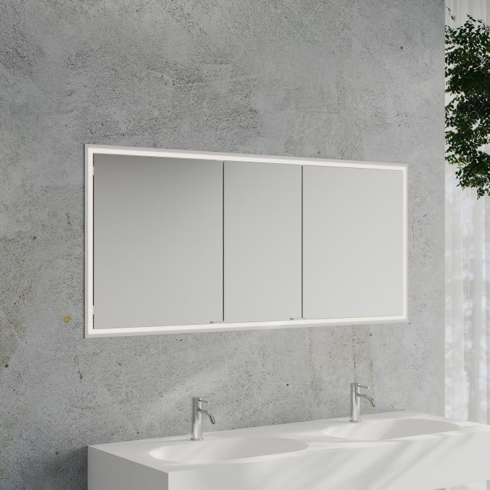 Kronenbach Cube 2.0 Spiegelschrank 160 cm mit Einbaurahmen, 3-türig
