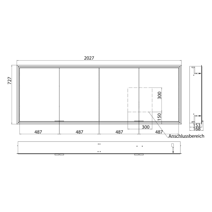 Kronenbach Cube 2.0 Spiegelschrank 200 cm mit Einbaurahmen, 4-türig