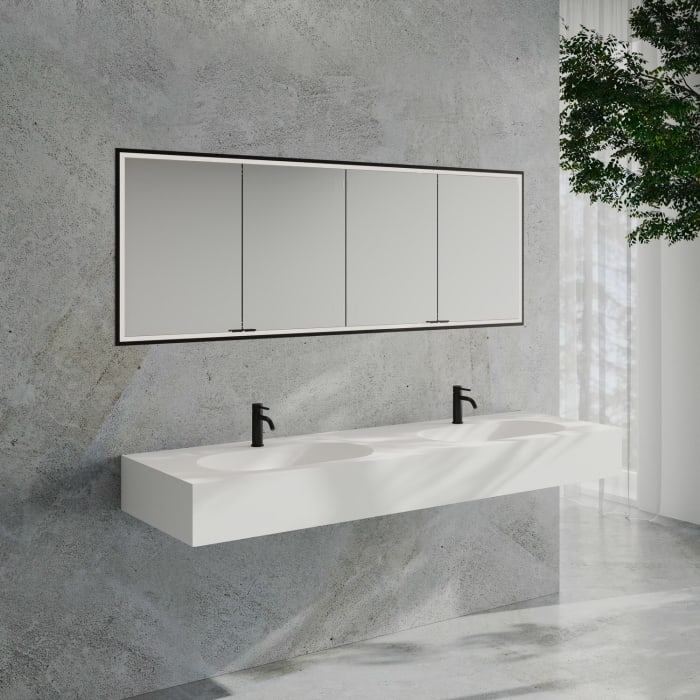 Kronenbach Cube 2.0 Spiegelschrank 200 cm mit Einbaurahmen, 4-türig