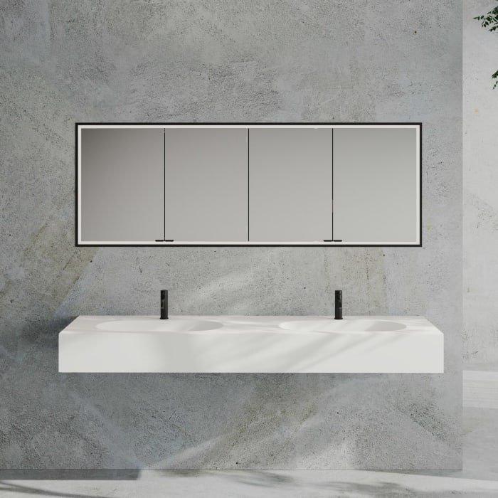Kronenbach Cube 2.0 Spiegelschrank 200 cm mit Einbaurahmen, 4-türig