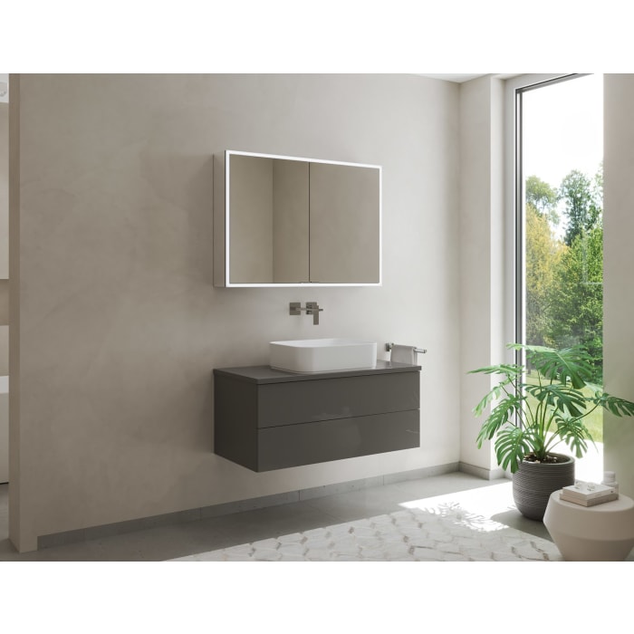 Kronenbach Cube 2.0 Spiegelschrank 80 cm, Aufputz, 2-türig