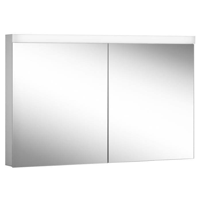 Kronenbach Moon 2.0, 3000K LED-Spiegelschrank 129,5 cm mit 2 Türen und Steckdose unten