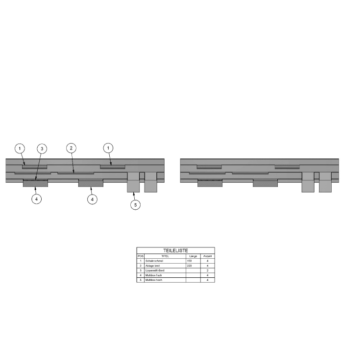 Kronenbach Cube Ordnungssystem für Spiegelschrank 200 cm mit 4 Drehtüren