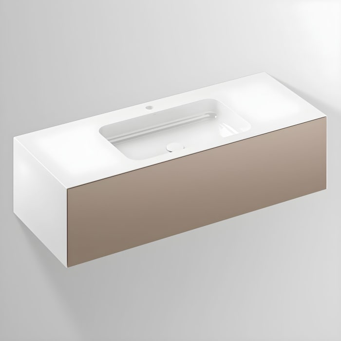 LAUFEN FOLIO Waschplatz 125,4 x 50 cm, mit Armaturenbank, 1 Hahnloch