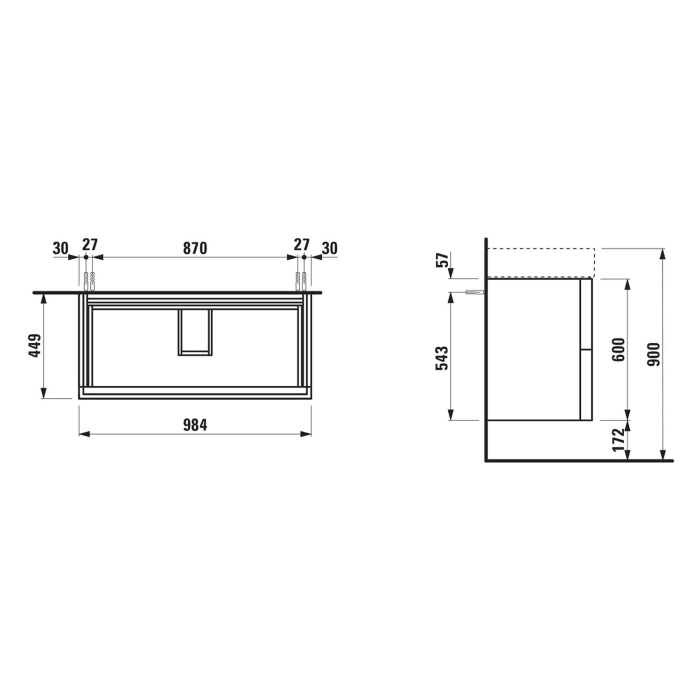 LAUFEN Kartell Waschtischunterbau 98,5 cm mit 2 Auszügen