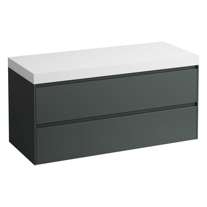 LAUFEN LANI Waschtischplatte ohne Ausschnitt mit Unterschrank 120 cm mit 2 Schubladen